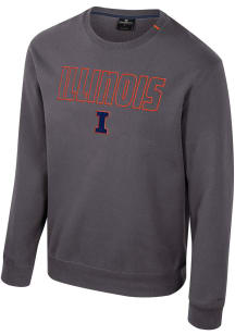 Colosseum Illinois Fighting Illini Mens Charcoal Zion Long Sleeve Crew Sweatshirt