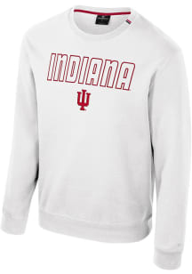 Colosseum Indiana Hoosiers Mens White Zion Long Sleeve Crew Sweatshirt