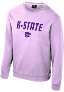 Colosseum K-State Wildcats Mens Lavender Zion Long Sleeve Crew Sweatshirt