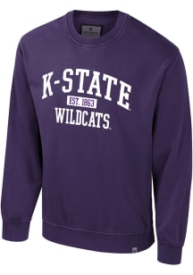Colosseum K-State Wildcats Mens Purple Matrix Acid Wash Long Sleeve Crew Sweatshirt