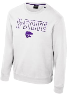 Colosseum K-State Wildcats Mens White Zion Long Sleeve Crew Sweatshirt