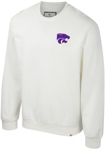 Colosseum K-State Wildcats Mens White Agent Ribbed Long Sleeve Crew Sweatshirt
