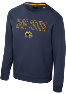 Colosseum Kent State Golden Flashes Mens Navy Blue Zion Long Sleeve Crew Sweatshirt
