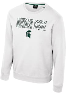 Colosseum Michigan State Spartans Mens White Zion Long Sleeve Crew Sweatshirt