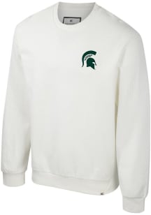 Colosseum Michigan State Spartans Mens White Agent Ribbed Long Sleeve Crew Sweatshirt