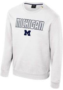 Colosseum Michigan Wolverines Mens White Zion Long Sleeve Crew Sweatshirt