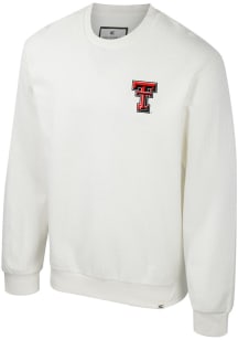 Colosseum Texas Tech Red Raiders Mens White Agent Ribbed Long Sleeve Crew Sweatshirt