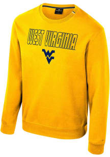 Colosseum West Virginia Mountaineers Mens Gold Zion Long Sleeve Crew Sweatshirt