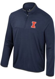 Colosseum Illinois Fighting Illini Mens Navy Blue Potential Long Sleeve Qtr Zip Pullover