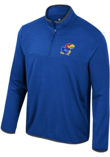 Colosseum Kansas Jayhawks Mens Blue Potential Long Sleeve Qtr Zip Pullover