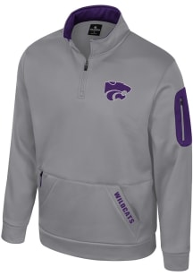 Colosseum K-State Wildcats Mens Grey Mainframe Long Sleeve Qtr Zip Pullover