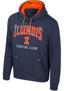 Colosseum Illinois Fighting Illini Mens Navy Blue Zion Long Sleeve Hoodie