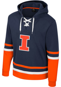 Colosseum Illinois Fighting Illini Mens Navy Blue Ringing Lace Up Hockey Long Sleeve Hoodie