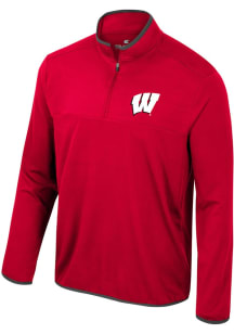 Colosseum Wisconsin Badgers Mens Red Potential Long Sleeve Qtr Zip Pullover