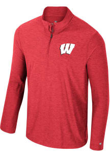 Colosseum Wisconsin Badgers Mens Red Revolution Windshirt Long Sleeve Qtr Zip Pullover