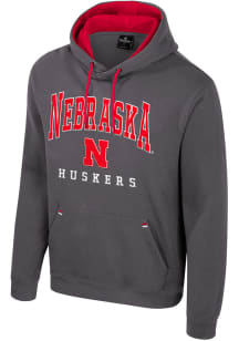Colosseum Nebraska Cornhuskers Mens Charcoal Zion Long Sleeve Hoodie