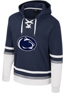 Colosseum Penn State Nittany Lions Mens Navy Blue Ringing Lace Up Hockey Long Sleeve Hoodie