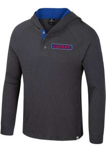 Colosseum Kansas Jayhawks Mens Charcoal Dujour Henley Fashion Hood