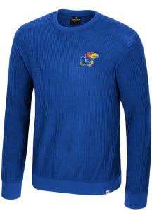 Colosseum Kansas Jayhawks Mens Blue Sweet Dee Waffle Long Sleeve Sweatshirt