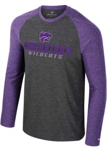 Colosseum K-State Wildcats Charcoal Revolution Raglan Long Sleeve T-Shirt
