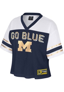 Michigan Wolverines Womens Colosseum Posh Fashion Football Jersey - Blue