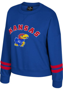Colosseum Kansas Jayhawks Womens Blue Splashy Crew Sweatshirt