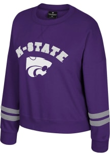 Colosseum K-State Wildcats Womens Purple Splashy Crew Sweatshirt