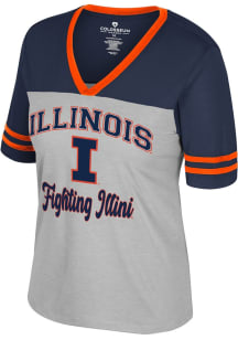 Colosseum Illinois Fighting Illini Womens Grey Second Choice Short Sleeve T-Shirt
