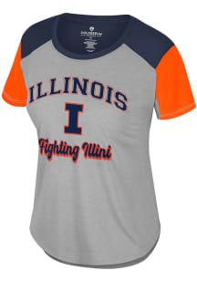 Colosseum Illinois Fighting Illini Womens Grey Chez Lavaux Short Sleeve T-Shirt