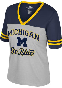 Colosseum Michigan Wolverines Womens Grey Second Choice Short Sleeve T-Shirt