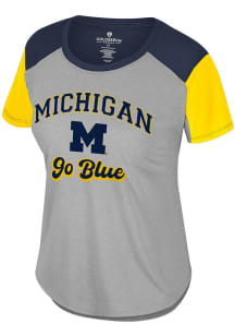 Colosseum Michigan Wolverines Womens Grey Chez Lavaux Short Sleeve T-Shirt