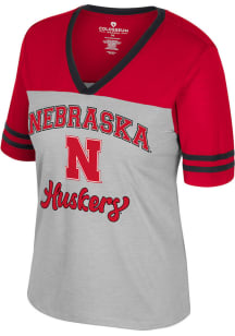Colosseum Nebraska Cornhuskers Womens Grey Second Choice Short Sleeve T-Shirt