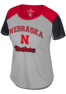 Colosseum Nebraska Cornhuskers Womens Grey Chez Lavaux Short Sleeve T-Shirt