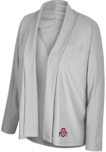 Colosseum Ohio State Buckeyes Womens Ash Diamonds Long Sleeve Cardigan