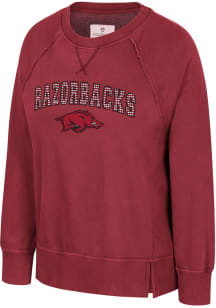 Colosseum Arkansas Razorbacks Womens Cardinal Romantic Crew Sweatshirt