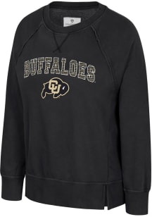 Colosseum Colorado Buffaloes Womens Black Romantic Crew Sweatshirt
