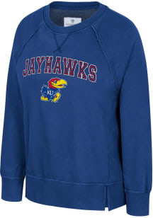 Colosseum Kansas Jayhawks Womens Blue Romantic Crew Sweatshirt