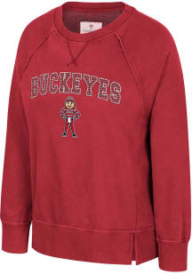 Colosseum Ohio State Buckeyes Womens Red Romantic Crew Sweatshirt