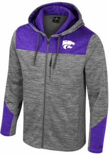 Colosseum K-State Wildcats Mens Grey Dozer Fleece Long Sleeve Zip