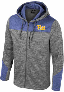 Colosseum Pitt Panthers Mens Grey Dozer Fleece Long Sleeve Zip