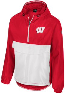 Colosseum Wisconsin Badgers Mens Red Reloaded Zip Anorak Light Weight Jacket