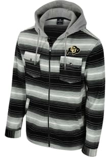 Colosseum Colorado Buffaloes Mens Black Great Outdoors Striped Polar Fleece Medium Weight Jacket