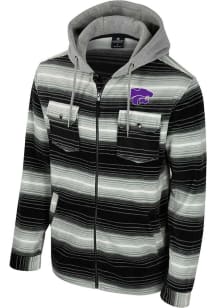 Colosseum K-State Wildcats Mens Black Great Outdoors Striped Polar Fleece Medium Weight Jacket