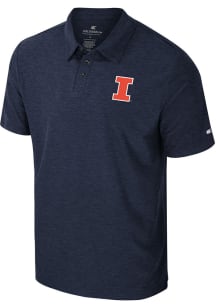 Colosseum Illinois Fighting Illini Mens Navy Blue Revolution Short Sleeve Polo