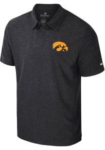 Colosseum Iowa Hawkeyes Mens Black Revolution Short Sleeve Polo