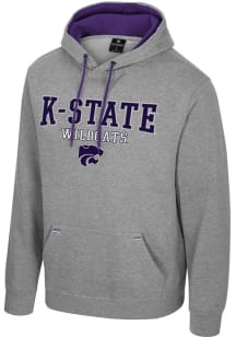 Colosseum K-State Wildcats Mens Grey Charlie Long Sleeve Hoodie