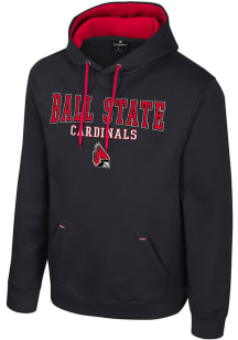 Colosseum Ball State Cardinals Mens Black Charlie Long Sleeve Hoodie