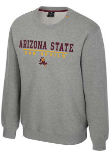 Colosseum Arizona State Sun Devils Mens Grey Charlie Long Sleeve Crew Sweatshirt