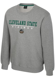 Colosseum Cleveland State Vikings Mens Grey Charlie Long Sleeve Crew Sweatshirt