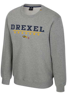 Colosseum Drexel Dragons Mens Grey Charlie Long Sleeve Crew Sweatshirt